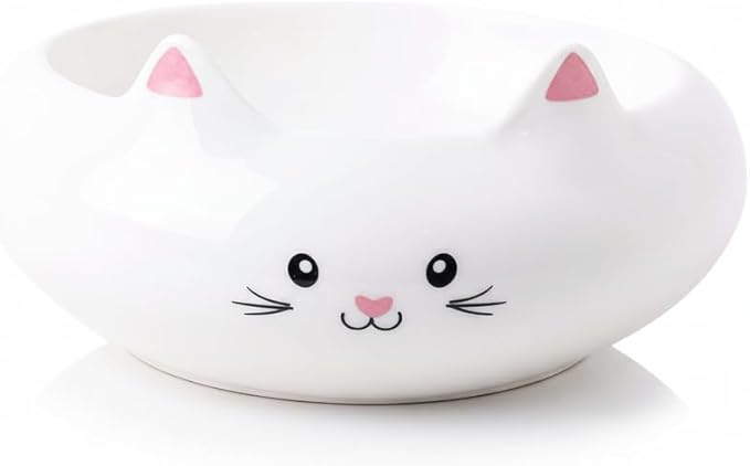 Cat Bowls, Cat Food Bowl, Ceramic Cute Kitten Bowls for Food and Water 7.1oz, Small Dog Feeding Dish for Whisker Fatigue Friendly, Home Decor Bowl, Key Holder, Desk Decor, Multi-Use