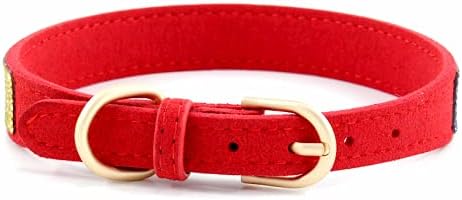 Rhinestone Dog Collar, Cute Dazzling Sparkling Soft Suede Leather Adjustable Pet Dog Cat Collar Crystal Diamond for Puppy Small Medium Large Dogs (XS:21-26cm, Red-2)