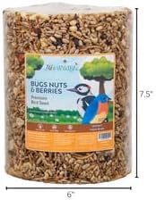 JCs Wildlife Bugs Nuts and Berries Premium Bird Seed Large Cylinder with Hole, 3.8 lb (4)