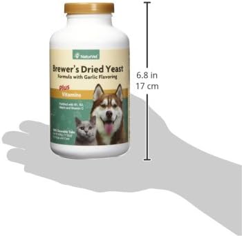 NaturVet Brewers Dried Yeast Formula with Garlic Flavoring Plus Vitamins for Dogs and Cats, Chewable Tablets, Made in The USA with Globally Source Ingredients 1000 Count