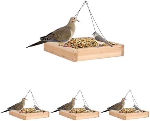 Wild Wings Cedar Tray Bird Feeder | Universal Seed | For Cardinals & Jays | Rust-Free Hardware | Pack of 4