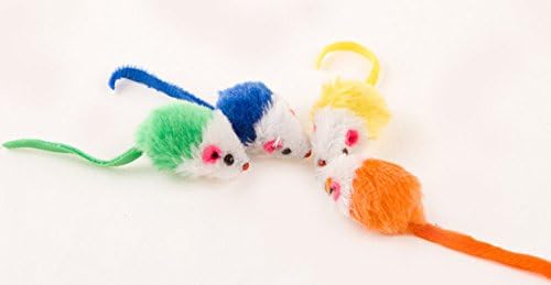 Play Fur Mice Cat Toys – Mixed Bag of 10 Play Mice with Rattling Sounds – 4 Color Variety Pack of Catnip Toy