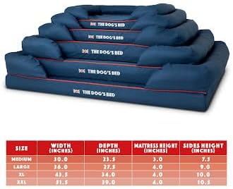 The Dog’s Bed Orthopedic Dog Bed Large Blue Oxford with Red Trim UK Flag Dog Bed Memory Foam, Pain Relief: Arthritis, Post Surgery, Lameness, Waterproof Washable Cover