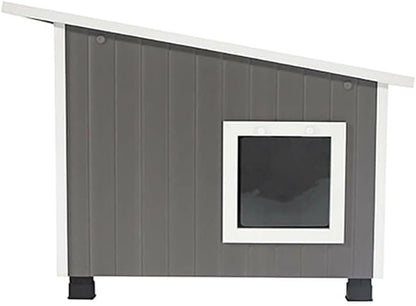 New Age Pet ECOFLEX XL Outdoor Cat House - Durable, Moisture-Resistant Wood Plastic Composite, Dual Entry, Easy Assembly, Elevated Floor for Ventilation, Compatible with Heated Pad, 10-Year Warranty