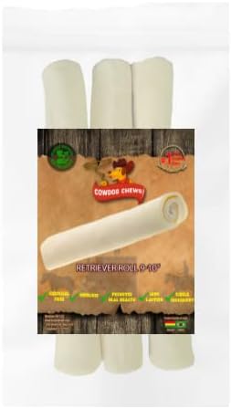 Cowdog Chews Retriever Roll 9-10 inch All Natural Rawhide Dog Treat (3 Pack)