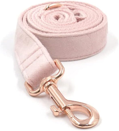 PETDURO Personalized Dog Collar Pink Soft Velvet for Large Medium Small Boy Girl Dogs - Custom Collar with Name Phone Number Engraved on Rose Gold Metal Buckle - Add Leash Bow Set via Customize Now