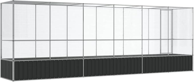 Galvanized Steel Large Flight King Bird Cage with Extension, Steel Outdoor Aviary, Outdoor Indoor Large Bird Cage Aviary Pet House for Cockatiels African Parakeets, 246.7"x42.1"x83.5",-306