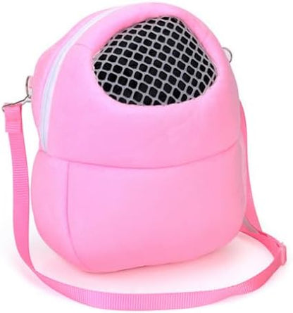 Pet Carrier Backpack for Small Animals, Travel Handbag for Cat, Puppy, Guinea Pig, Hedgehog, Hamster (Pink, Large)