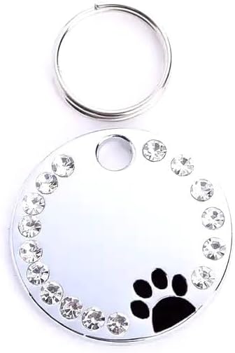 Personalized Dog/Cat Cute Paw Pet ID Tag with Unique Laser Engraving Name and Phone Number for Pet Collar or Key Chain (Black)