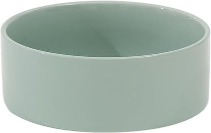 Ceramic 8.2inch Dog Bowl for Large-Breed Dogs, Anti-Slip and Weighted Pet Food and Water Bowl (Single Bowl - Light Green)