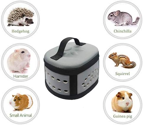 KAMEIOU Portable Small Animal Guinea Pig Carrier Cage with Mat Zipper Breathable Hole Window Hamsters Hedgehogs Guinea Pigs Small Pet Travel Carrier Cage Case Handbag for Animals Carrier（Grey）
