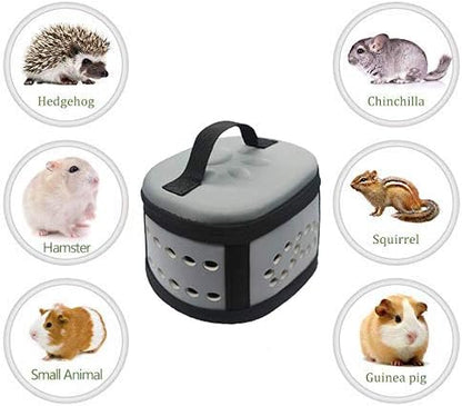 KAMEIOU Portable Small Animal Guinea Pig Carrier Cage with Mat Zipper Breathable Hole Window Hamsters Hedgehogs Guinea Pigs Small Pet Travel Carrier Cage Case Handbag for Animals Carrier（Grey）