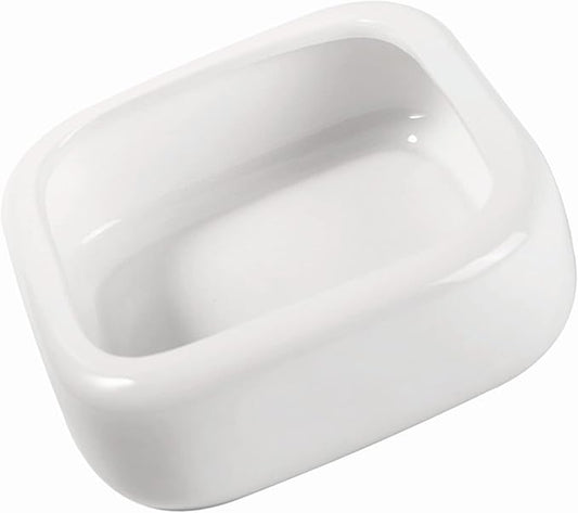 Reptile Food Bowls Ceramic Square Reptile Water Food Dish, Pet Food Bowl for Lizards, Young Bearded Dragons, Small Snakes, Gecko Tortoise Spider (White, Large-1Pack)
