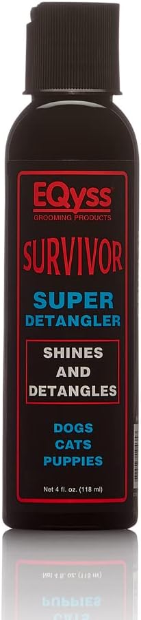 EQyss Survivor Pet Detangler - Smooths Out Knots, Tangles, & Mats - Great for Longhair Breeds, Tails, Feathers - Adds Shine, No Sticky Residue (4 oz)..