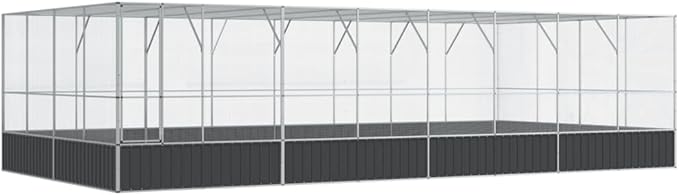 Galvanized Steel Large Flight King Bird Cage with Extension, Steel Outdoor Aviary, Outdoor Indoor Large Bird Cage Aviary Pet House for Cockatiels African Parakeets, 327.6"x163"x83.5",-319