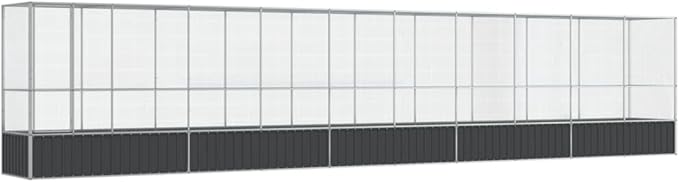 Galvanized Steel Large Flight King Bird Cage with Extension, Steel Outdoor Aviary, Outdoor Indoor Large Bird Cage Aviary Pet House for Cockatiels African Parakeets, 410.4"x42.1"x83.5",-308