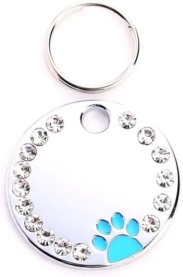 Personalized Dog/Cat Cute Paw Pet ID Tag with Unique Laser Engraving Name and Phone Number for Pet Collar or Key Chain (Blue)
