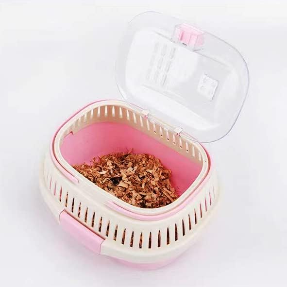 Pink Travel Small Animals Hamster Hedgehog Guinea Pig Cage Carrier for Hamsters Hedgehogs Ferret Bird Parrot Guinea Pig Travel Carrier Cage with Handle Breathable Small Animal Guinea Pig Cage Carrier