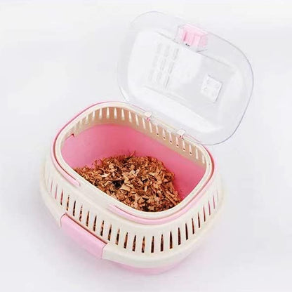 Pink Travel Small Animals Hamster Hedgehog Guinea Pig Cage Carrier for Hamsters Hedgehogs Ferret Bird Parrot Guinea Pig Travel Carrier Cage with Handle Breathable Small Animal Guinea Pig Cage Carrier