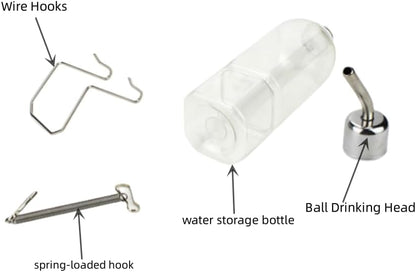 2 Pcs Pet Cage Water Bottle No Drip Small Animal Water Bottle, Hanging Waterer for Rabbit, Guinea Pig, Hedgehog, Squirrel, Rat, Chinchilla, Hamster Dispenser Bottle