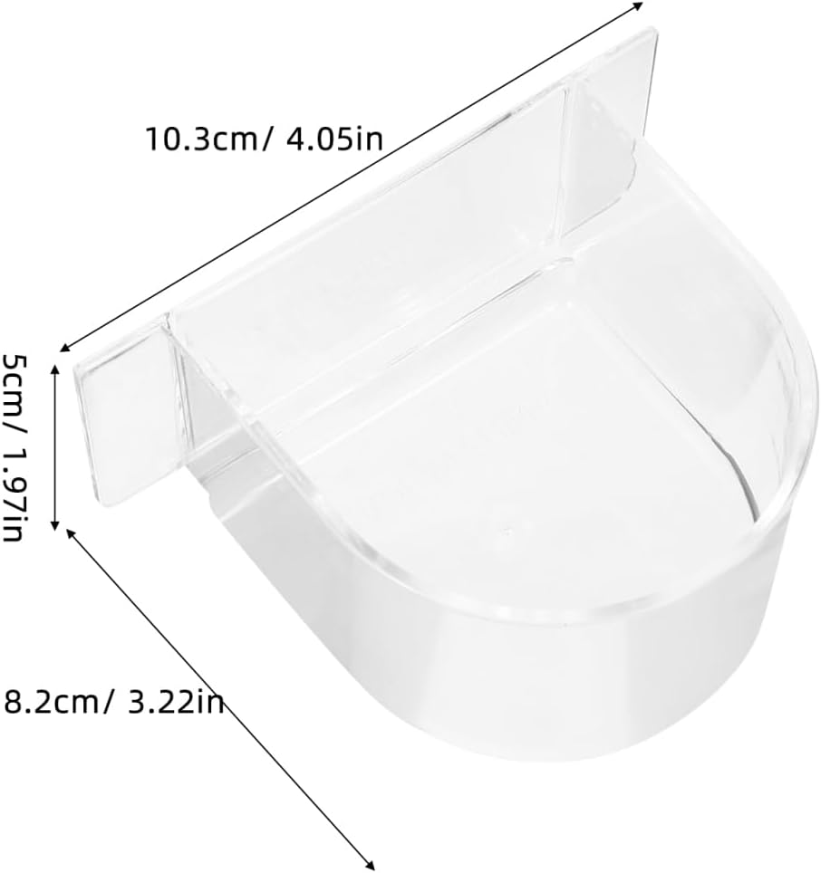 Kisangel 2PCS Bird Cage Feeder Trough, Clear Bird Feeder Cups Parrot Water Bowl for Cage Replacement