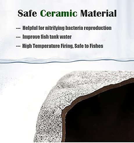 Aquarium Hideaway Rocks for Small Fishes, Shrimps to Breed, Play and Rest, Safe and Non-toxic Ceramic Fish Tank Ornaments, Hideout Stone for Betta