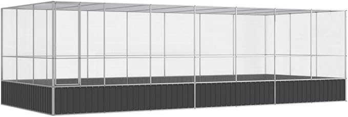 Galvanized Steel Large Flight King Bird Cage with Extension, Steel Outdoor Aviary, Outdoor Indoor Large Bird Cage Aviary Pet House for Cockatiels African Parakeets, 285.4"x120.9"x83.5",-316