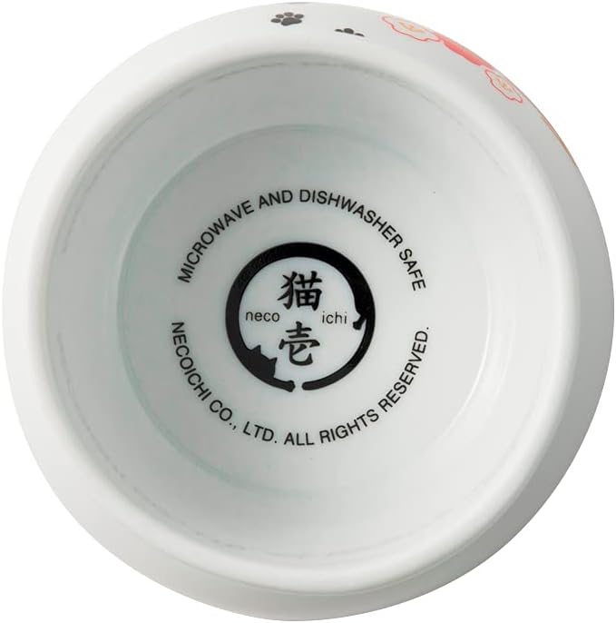 Necoichi Raised Cat Food Bowl – Ceramic Elevated Cat Bowl for Whisker & Neck Fatigue, Dishwasher Microwave Safe – Non-Slip & Anti Vomiting Ergonomic Design (Fuji, Regular)