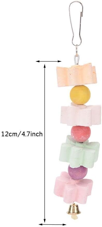 Hamiledyi 2Pieces Parrot Beak Trimmer Calcium Stone Chinchilla Grinding Teeth Lava Block Bird Beak Trim Pumice Toy Mineral Rock Chewing Toys with Bell for Conure Budgies Parakeet Hamster Rabbit