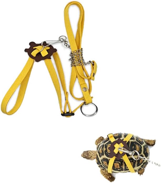 HQSSG Adjustable Tortoise Harness Leash – Soft Suede Strap & Stainless Steel Chain –Pet Turtle Leather Harness and Leash Harness Pet Walking Rope for Small Medium for Shells Up to 7.9"/15.7"