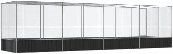 Galvanized Steel Large Flight King Bird Cage with Extension, Steel Outdoor Aviary, Outdoor Indoor Large Bird Cage Aviary Pet House for Cockatiels African Parakeets, 327.6"x81.5"x83.5",-312