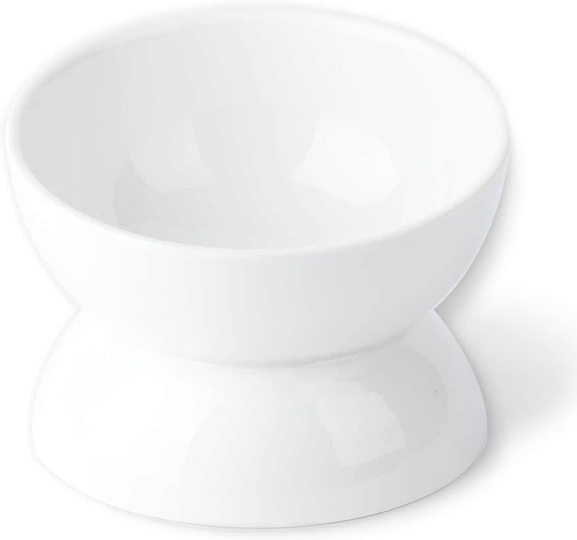 Cat Water Bowl, 16 OZ Ceramic Elevated Cat Bowls, 15° Tilted and Raised Pet Food Dish, Anti Vomiting Protect Pets' Spines and Whisker Fatigue