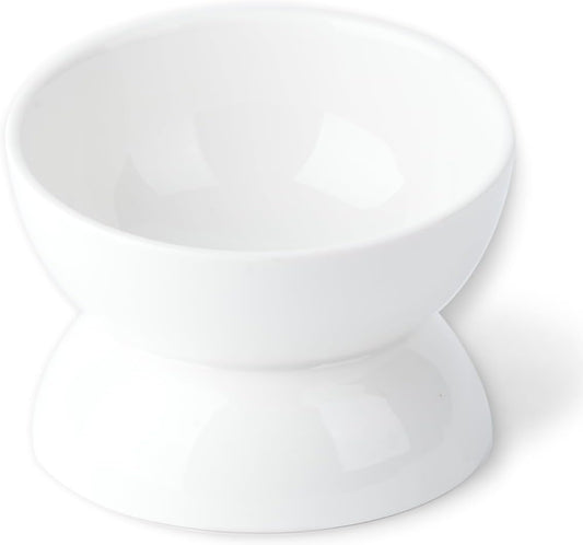 Cat Water Bowl, 16 OZ Ceramic Elevated Cat Bowls, 15° Tilted and Raised Pet Food Dish, Anti Vomiting Protect Pets' Spines and Whisker Fatigue