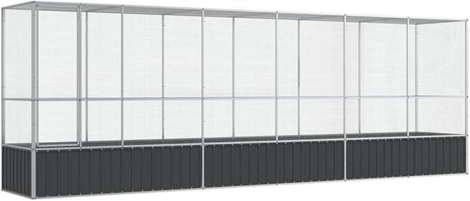 Galvanized Steel Large Flight King Bird Cage with Extension, Steel Outdoor Aviary, Outdoor Indoor Large Bird Cage Aviary Pet House for Cockatiels African Parakeets, 246.7"x42.1"x83.5",-306