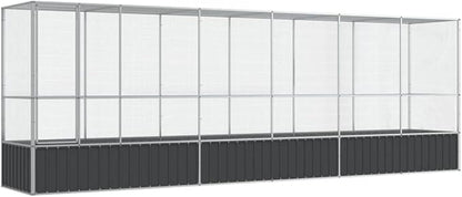 Galvanized Steel Large Flight King Bird Cage with Extension, Steel Outdoor Aviary, Outdoor Indoor Large Bird Cage Aviary Pet House for Cockatiels African Parakeets, 246.7"x42.1"x83.5",-306