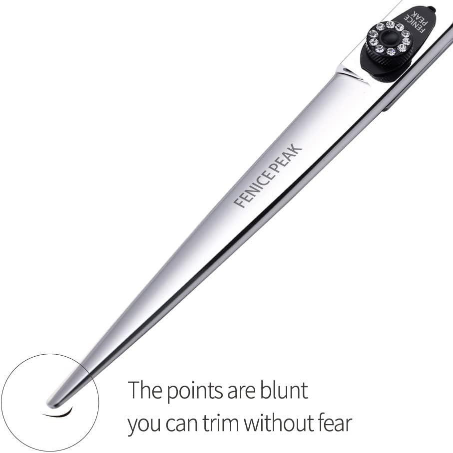 Fenice Peak 7.5'' Dog Straight Scissors For Grooming Pet Hair Cutting Shears 440C Stainless Steel Black Non-Slip Handle Sharp Blades Professional Pet Trimming Scissors for Cats