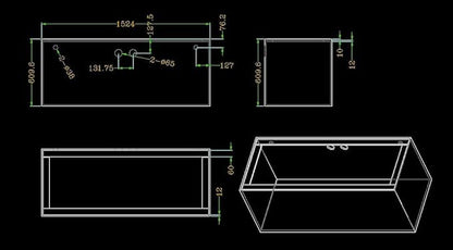 150-3GO Gallon Starfire Aquarium w/Center Overflow 60x24x24 H 12mm Ghost Overflow
