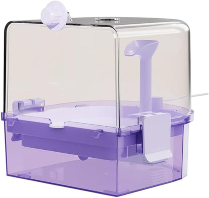 Automatic Bird Baths for Cage – Indoor Parakeet Bath with Pump, Bird Shower with 2 Modes Running Water, Bird Cage Accessory for Pet Birds Conure Budgies Cockatiels Lovebird (Purple)