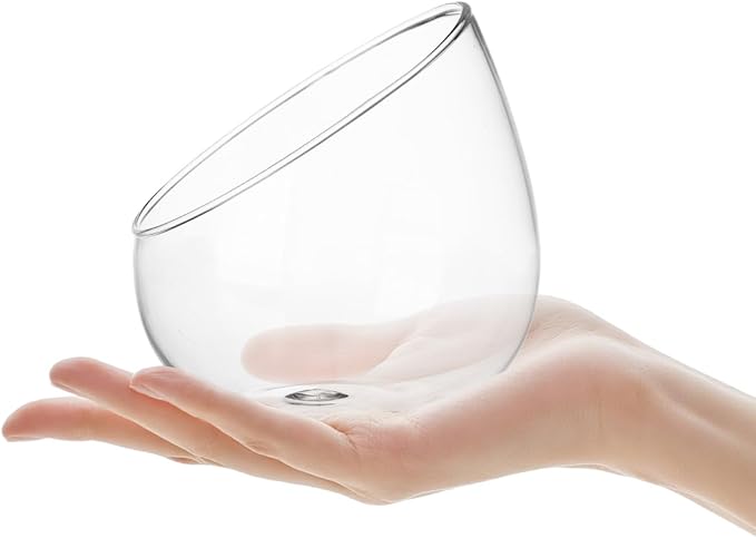 Angoily Cut Bowl Glass Vase Candle Holder Globe Bowl Terrarium Container Glass Planter Fruit Jar Floral Holder