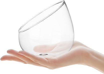 Angoily Cut Bowl Glass Vase Candle Holder Globe Bowl Terrarium Container Glass Planter Fruit Jar Floral Holder