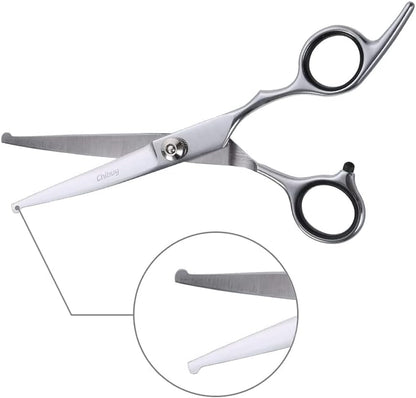 Chibuy Curved dog grooming scissors with Round Tips, Pet Shear for Cats, 4CR Stainless Steel Bending, Professional Tools for Home