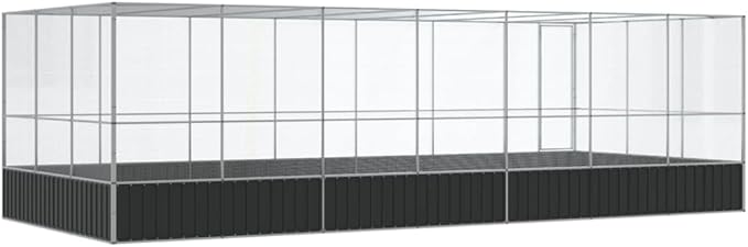 Galvanized Steel Large Flight King Bird Cage with Extension, Steel Outdoor Aviary, Outdoor Indoor Large Bird Cage Aviary Pet House for Cockatiels African Parakeets, 285.4"x120.9"x83.5",-316