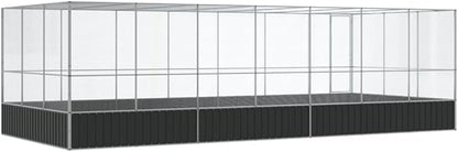 Galvanized Steel Large Flight King Bird Cage with Extension, Steel Outdoor Aviary, Outdoor Indoor Large Bird Cage Aviary Pet House for Cockatiels African Parakeets, 285.4"x120.9"x83.5",-316