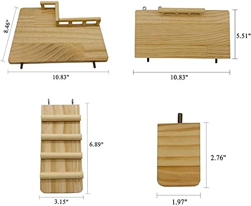 Squirrel Hamster Wooden Platform Jumping Board Climbing Ladder,Bird Perches Cage Toys, Wooden Gerbil Standing Platform, Chinchilla Cage Accessories,Suitable Cage Size :18.5"(L) * 11.03"(W) * 11.81"