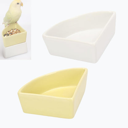 2 Pcs Ceramic Feeding Bowls for Small Pets, Anti-Tip, Anti-Slip and Easy to Clean Hamster Food Bowl,Ideal for Hamster,Gerbil, Sugar Glider, Mice, Chinchilla, Hedgehog(Yellow + White)