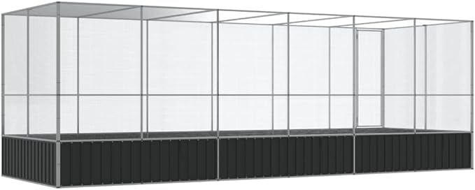 Galvanized Steel Large Flight King Bird Cage with Extension, Steel Outdoor Aviary, Outdoor Indoor Large Bird Cage Aviary Pet House for Cockatiels African Parakeets, 246.1"x81.5"x83.5",-311