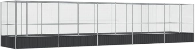 Galvanized Steel Large Flight King Bird Cage with Extension, Steel Outdoor Aviary, Outdoor Indoor Large Bird Cage Aviary Pet House for Cockatiels African Parakeets, 409.1"x81.5"x83.5",-313
