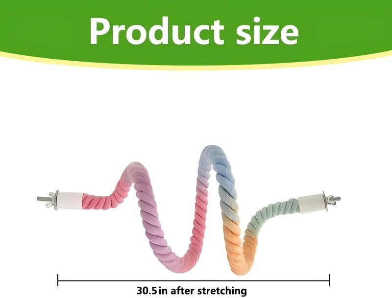 2Pcs Rope Perches for Bird Cages, Rope Perch for Parrots, Cockatiels & Parakeets, Bird Cage Accessories(L)