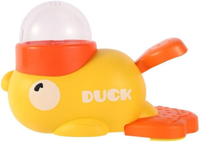 Cat Dog Automatic Feeder, Yellow Duck Shaped Pet Food Dispenser, Healthy Diet Pet Feeder,Slow Feeder Puzzle Toy, Press and Rotate to Dispense Food;