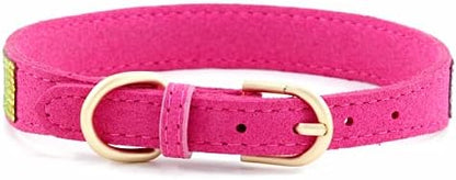 Rhinestone Dog Collar, Cute Dazzling Sparkling Soft Suede Leather Adjustable Pet Dog Cat Collar Crystal Diamond for Puppy Small Medium Large Dogs (XXS:15.5-21cm, Hot Pink-2)